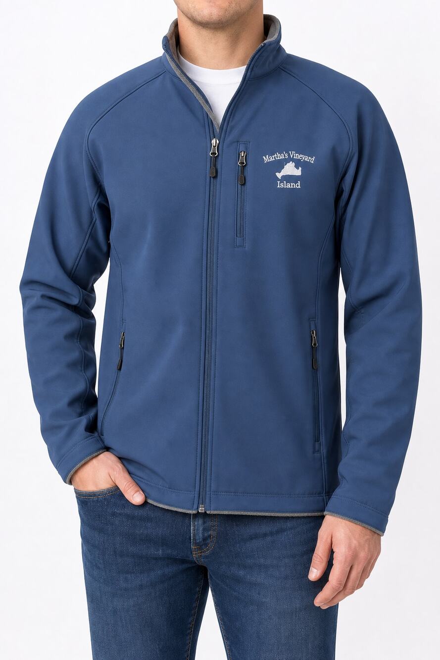 Landway Soft Shell Fleece Lined Full Zip Jacket Martha's Vineyard Island Blue Lg
